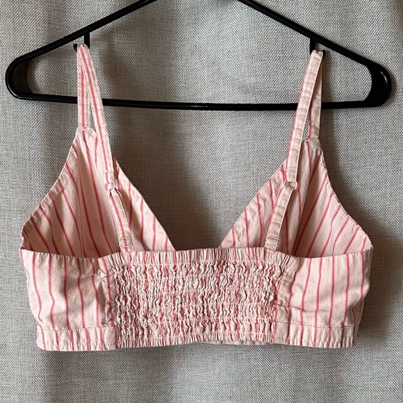 Only•v-neck pinstripe bralette top•women’s large•100% cotton•pink/cream•Old Navy - Picture 2 of 13